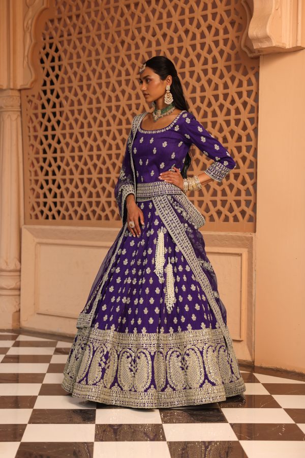 aasmaa purple lehenga with choli and dupatta Cheap