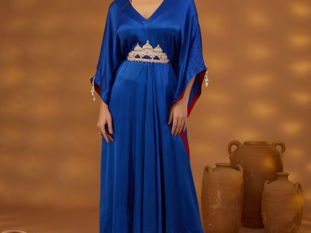 blue embroidered drape kurta set Discount