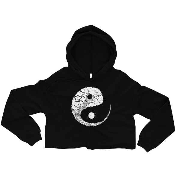 Yinyang Tree Graphic Crop Hoodie Supply