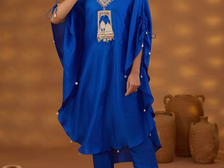 blue embroidered kurta set Discount