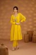 yellow silk embroidered kurta set with dupatta For Discount