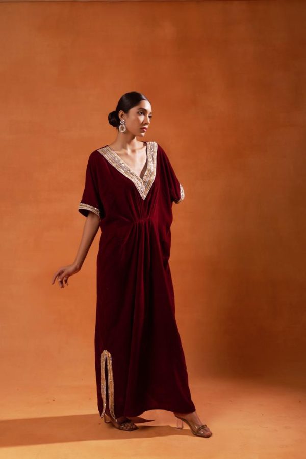 burgundy and elegant navy blue kaftan sets Hot on Sale