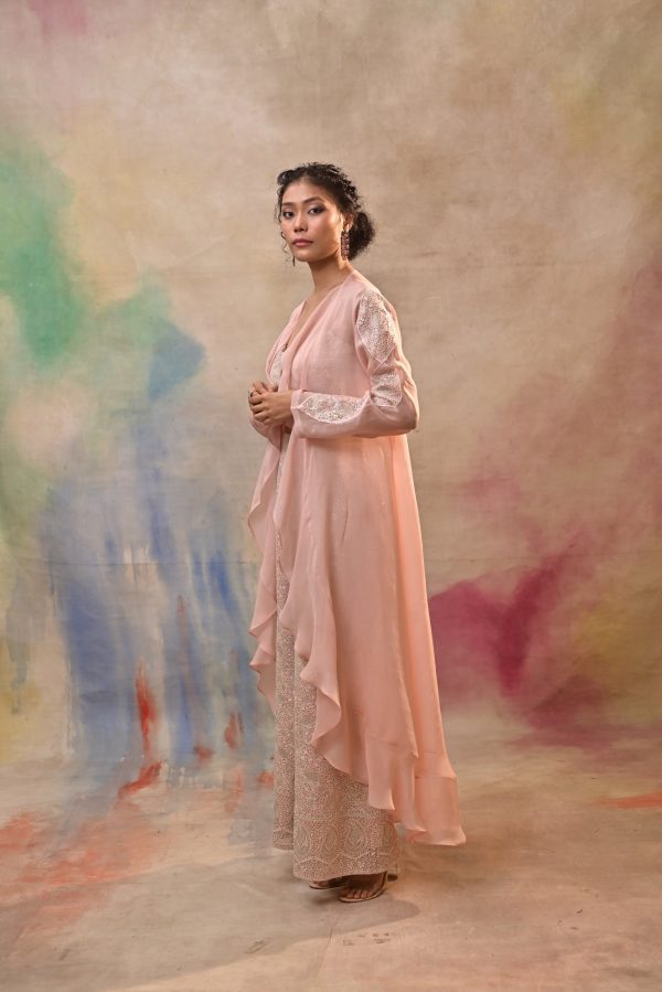 blush pink embroidered indo-western ensemble Hot on Sale