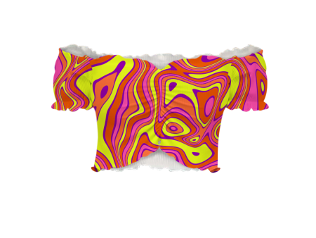 Acid All Over Print Off-Shoulder Blouse For Cheap