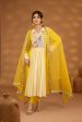 yellow colorblock embroidered kurta set with dupatta Online now