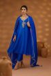 blue silk embroidered kurta set Discount