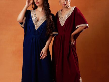 burgundy and elegant navy blue kaftan sets Hot on Sale