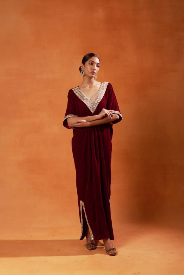 burgundy and elegant navy blue kaftan sets Hot on Sale