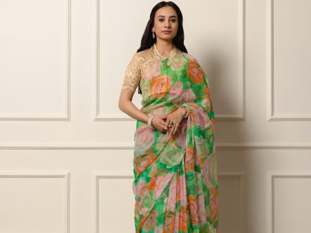 Urvashi printed french chiffon saree Fashion