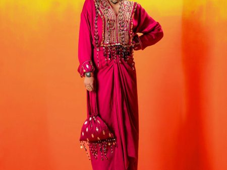 Tara Pink Festive Tie Up Kurta Dress Hot on Sale