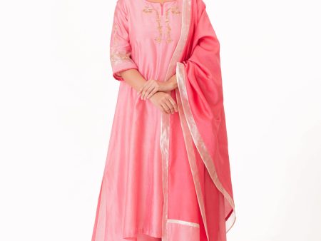 Tissue Patched Dupatta Dual Color Kurta Set on Sale