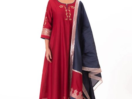 Tissue Patch Dupatta Dual Color Kurta Set Discount