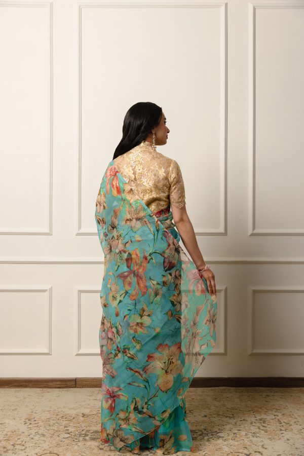 usha printed french chiffon saree on Sale