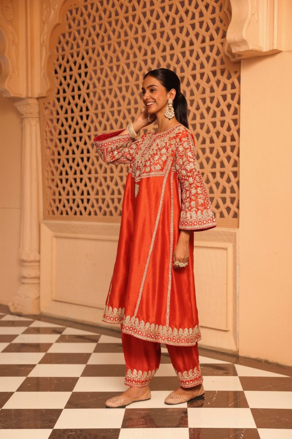 aiman-short knee length chauga with salwar and khada dupatta Online