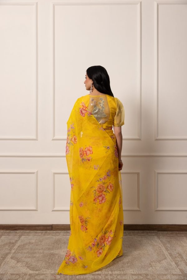 Athena printed french chiffon saree Supply