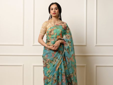 usha printed french chiffon saree on Sale